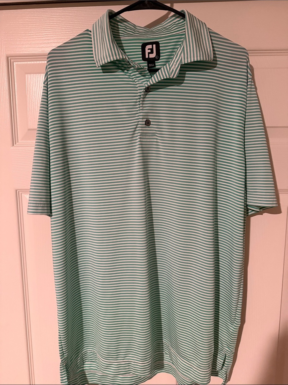 FootJoy Mint Green and White Striped Polo
